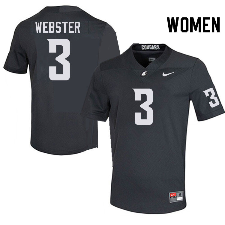 Women #3 Syrus Webster Washington State Cougars College Football Jerseys Stitched-Charcoal